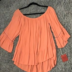 Coral Off the Shoulder Top
